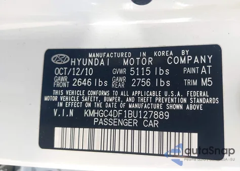 2011 Hyundai Genesis 4.6 z USA, uszkodzony, nr VIN KMHGC4DF1BU127889